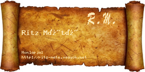 Ritz Máté névjegykártya