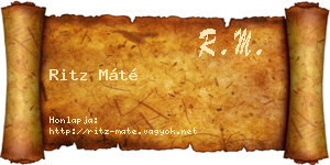 Ritz Máté névjegykártya